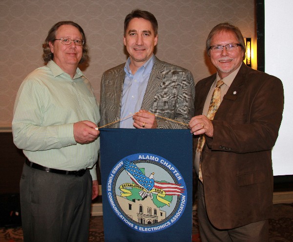In January, the chapter welcomes new corporate sponsors represented by (l-r) Marlin Fjordbak, The Centech Group Incorporated; Tim Autry, SRA International Incorporated; and Tom Allen, KGS.
